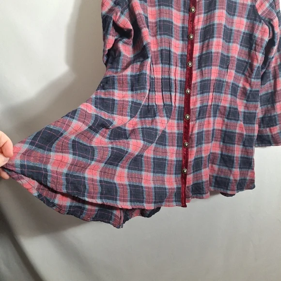 Soft Surroundings Plaid Tunic Top Burnout Velvet Paisley Forest Fairy Boho 2X - Picture 4 of 16